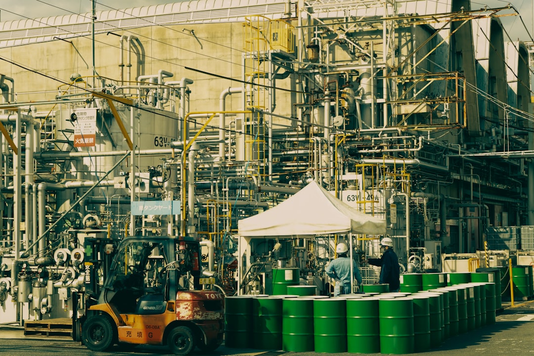 Industrial hydraulic machinery in factory