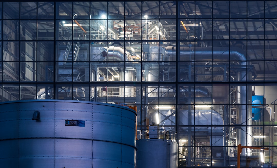 Industrial petroleum and oil storage tanks